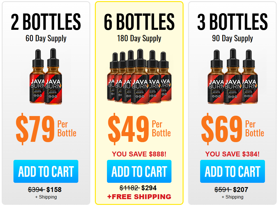 Java Burn pricing - 2 bottles $79, 6 bottles $49, 3 bottles $69 per bottle with free shipping